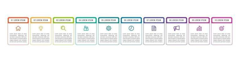 Infografía de 10 pasos para presentación empresarial. vector