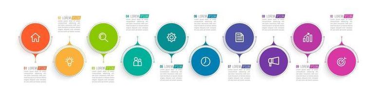 Infografía de 10 pasos para presentación empresarial. vector