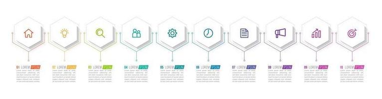 Infografía de 10 pasos para presentación empresarial. vector