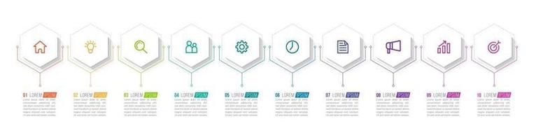 10 Steps Infographic for Business Presentation vector