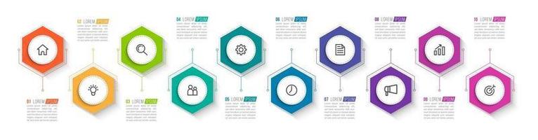 Infografía de 10 pasos para presentación empresarial. vector