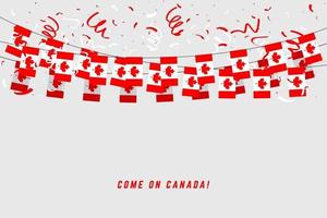 Canada garland flag with confetti on gray background. vector