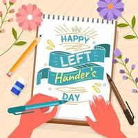 A Lettering Typography with Left Hand and Flowers vector