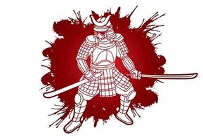 Samurai Warrior or Ronin Japanese Fighter with Sword vector