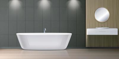 Realistic bathroom interior design with lighting vector