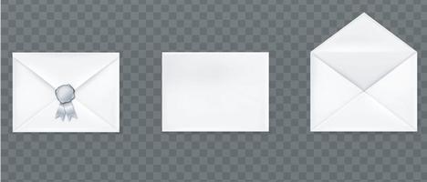 sobres de correo blanco con sello plateado. vector