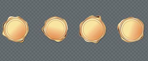 Gold wax seals for letter, guarantee or certificate. vector