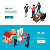 Tax Audit Horizontal Banners Vector Illustration