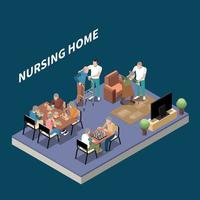 Nursing Home Isometric Background Vector Illustration