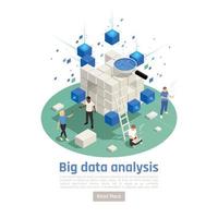 Big Data Analysis Isometric Composition Vector Illustration