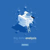 Big Data Analysis Isometric Background Vector Illustration