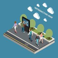 Interactive Map Isometric Design Concept Vector Illustration