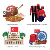 Turkey Tourism Concept Icons Set Vector Illustration