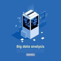 Big Data Analysis Isometric Background Vector Illustration