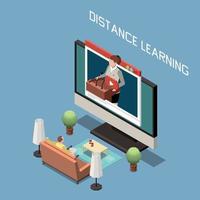 Distance Learning Isometric Design Concept Vector Illustration