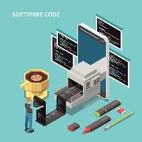 Programming Isometric Concept Vector Illustration