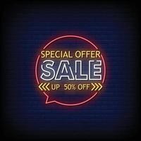 Special Offer Sale Neon Signboard On Brick Wall vector