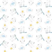 Seamless pattern with cute teeth on a white background vector