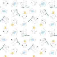 Seamless pattern with cute teeth on a white background vector