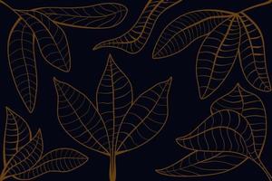 Fondo de papel tapiz art deco moderno botánico de hoja dorada de lujo vector