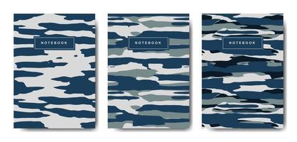 Cuaderno de tapa abstracta de camuflaje militar y militar vector