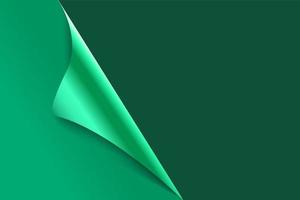 Sheet of curled green paper background. vector