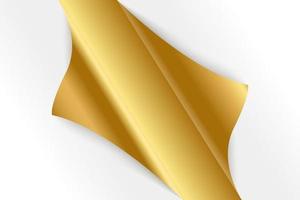 Sheet of curled gold paper background. vector