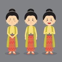 personaje de myanmar con varias expresiones. vector