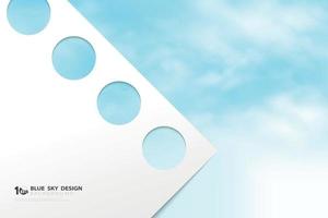 Abstract blue sky template with white paper for texting background. vector