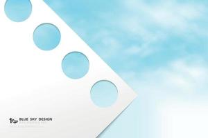 Abstract blue sky template with white paper for texting background. vector