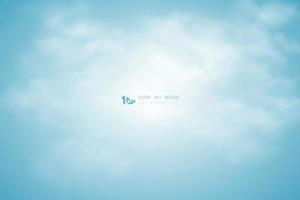 Abstract blue sky with clouds decoration in center set background. vector