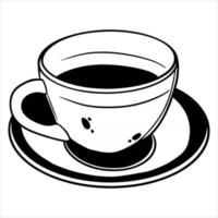 desayuno. una taza de té caliente en una taza de vidrio y en un platillo de vidrio. vector