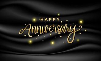 Happy Anniversary vector banner template with gold lettering
