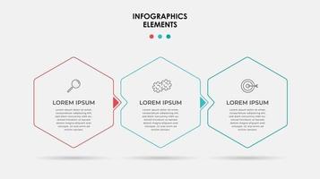 Plantilla de negocio de diseño infográfico con iconos y 3 opciones o pasos. vector