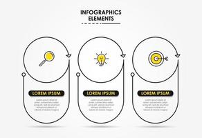 Plantilla de negocio de diseño infográfico con iconos y 3 opciones o pasos. vector