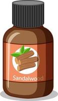 Sandalwood essential oil bottle isolated vector