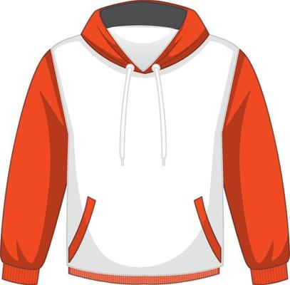 Front of basic white and orange hoodie isolated