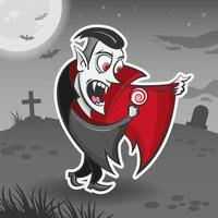 Vampire Dracula cartoon character. Halloween sticker vector