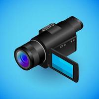 Realistic camera-recorder in isometry. Vector isometric illustration