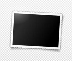 Retro photo frame with figured wavy edges and shadow. Template vector