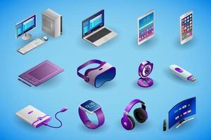 Realistic electronic devices and gadgets in isometry vector