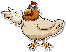 A cute chicken cartoon animal sticker vector