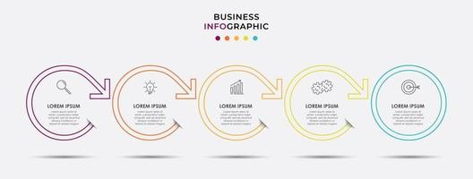 Plantilla de negocio de diseño infográfico con iconos y 5 opciones o pasos. vector