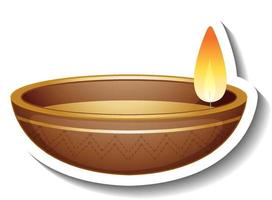 Isolated Oil lamp Diya Sticker vector