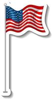 Flag of United States of America with pole isolated vector