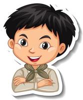 Boy in safari outfit cartoon character sticker vector