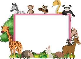 Empty banner with various wild animals vector