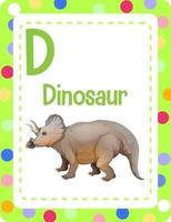 Alphabet flashcard with letter D for Dinosaur vector