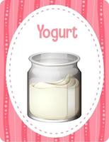 Vocabulary flashcard with word Yogurt vector