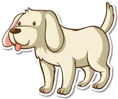 A sticker template with a white dog cartoon character vector